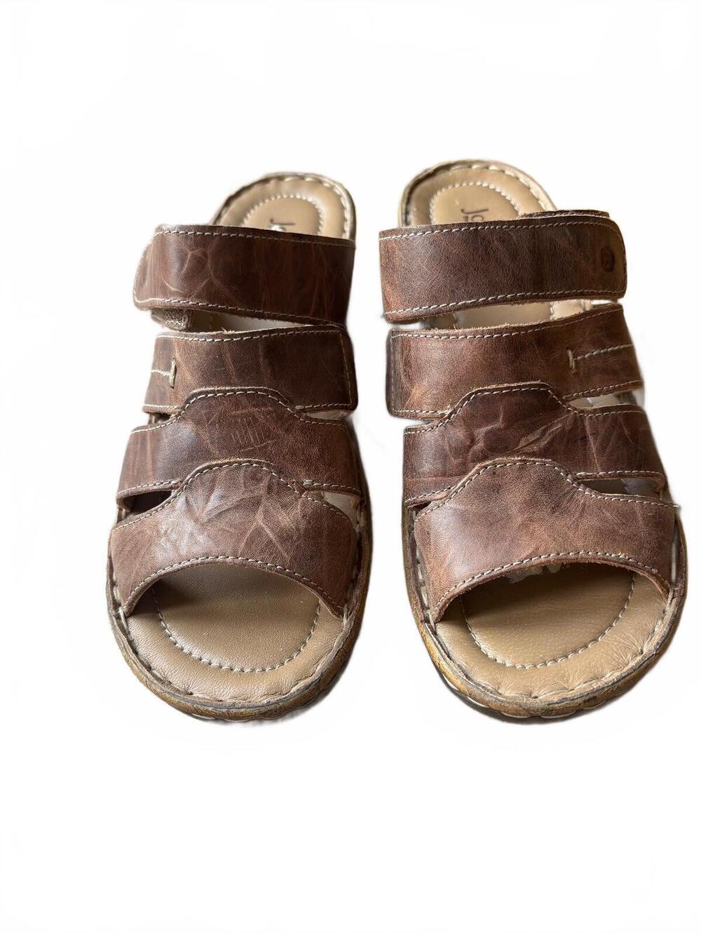 Josef Seibel Catalonia 49 Brown Leather Slide Sandals Size 36